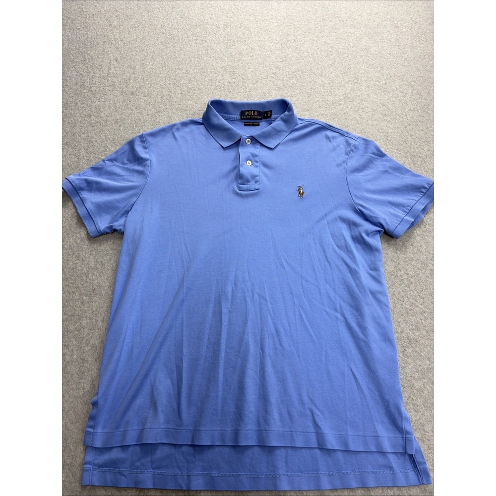 Polo Ralph Lauren Pima Soft Touch Polo Shirt Mens Size Large Blue Pony Embroider